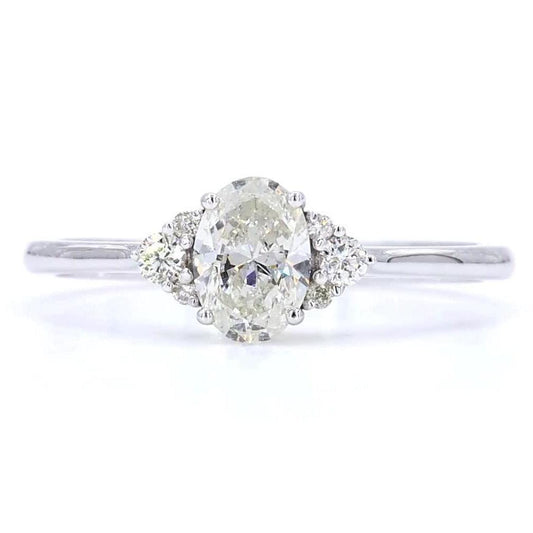 Oval Solitaire Cluster Natural Diamond Ring