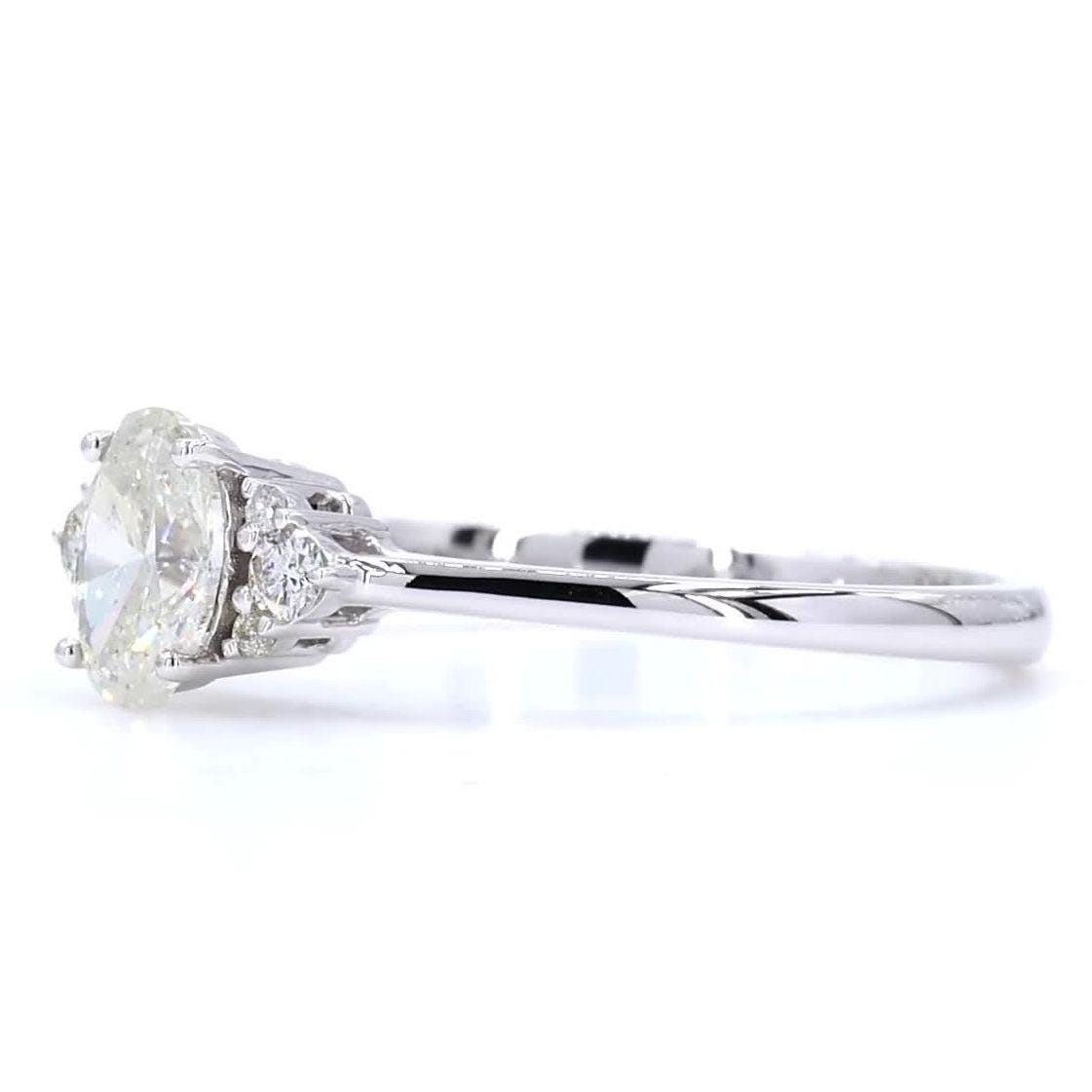 Oval Solitaire Cluster Natural Diamond Ring