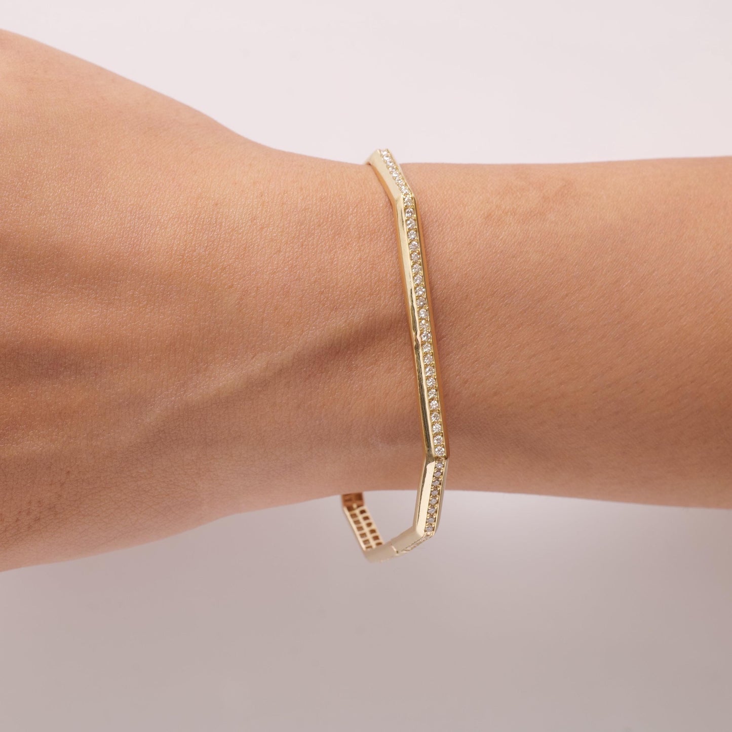Hexagon Natural Diamond Bangle