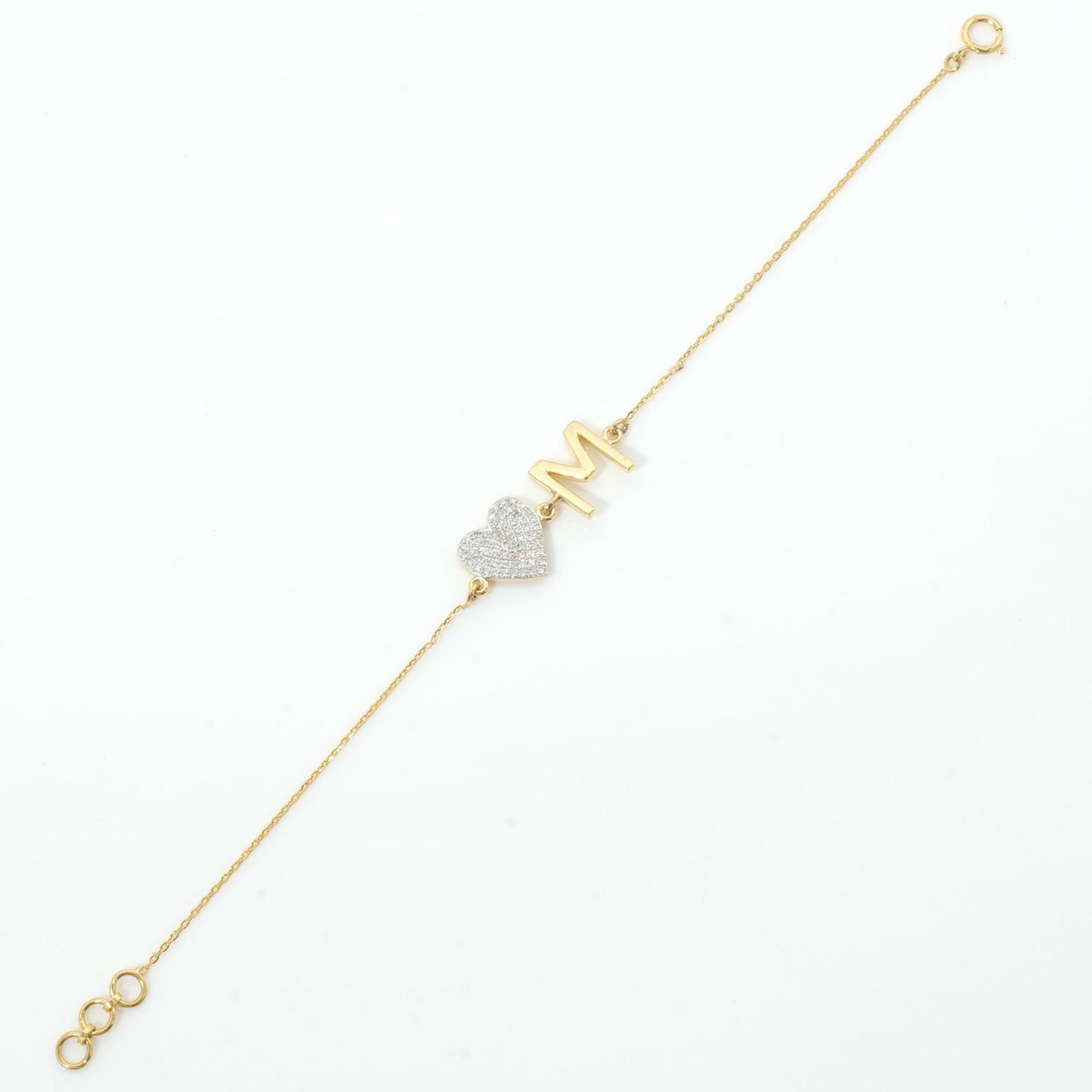 Heart Initial Natural Diamond Bracelet