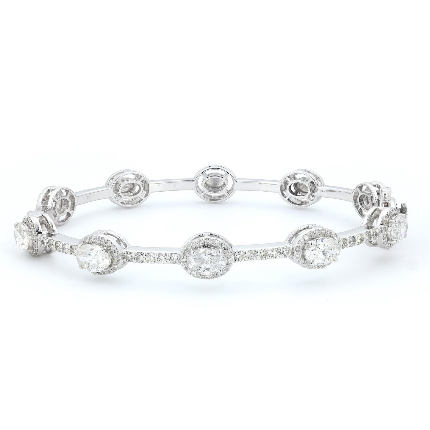 Oval Natural Diamond Station Cuff Bracelet