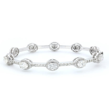 Oval Natural Diamond Station Cuff Bracelet