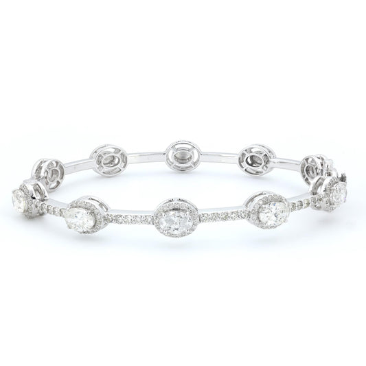 Oval Natural Diamond Station Cuff Bracelet