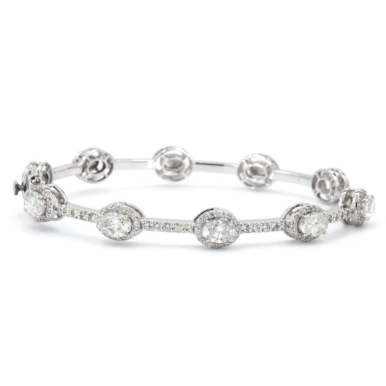 Oval Natural Diamond Station Cuff Bracelet