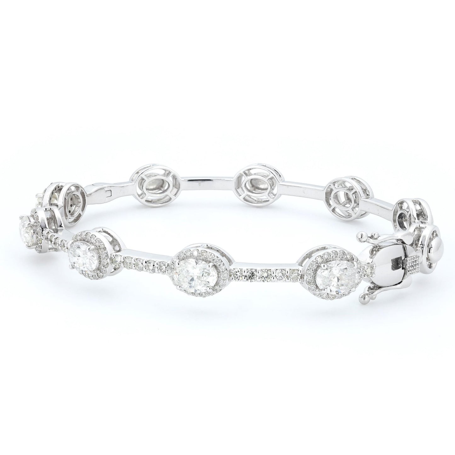 Oval Natural Diamond Station Cuff Bracelet