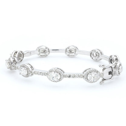 Oval Natural Diamond Station Cuff Bracelet