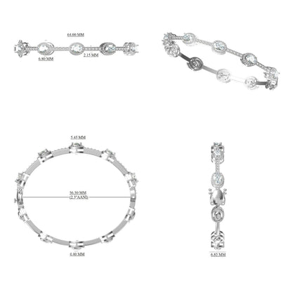Oval Natural Diamond Station Cuff Bracelet