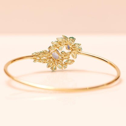 Natural Emerald Sapphire Floral Cuff Bracelet