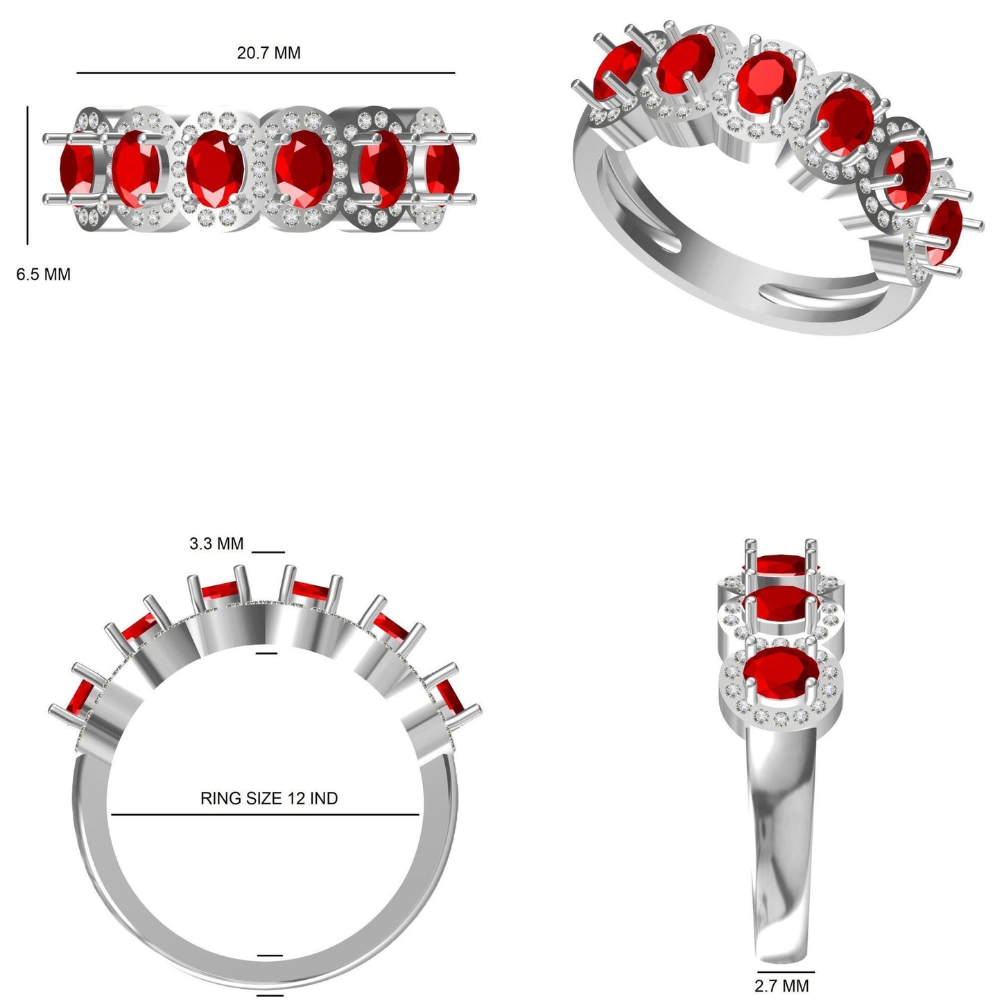 Oval Ruby Halo Natural Diamond Promise Ring
