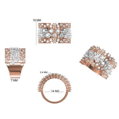 Starburst Celestial Natural Diamond Wide Ring