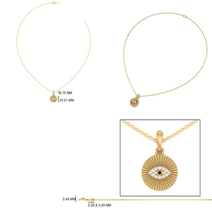 Evil Eye Medallion Diamond Pendant Necklace
