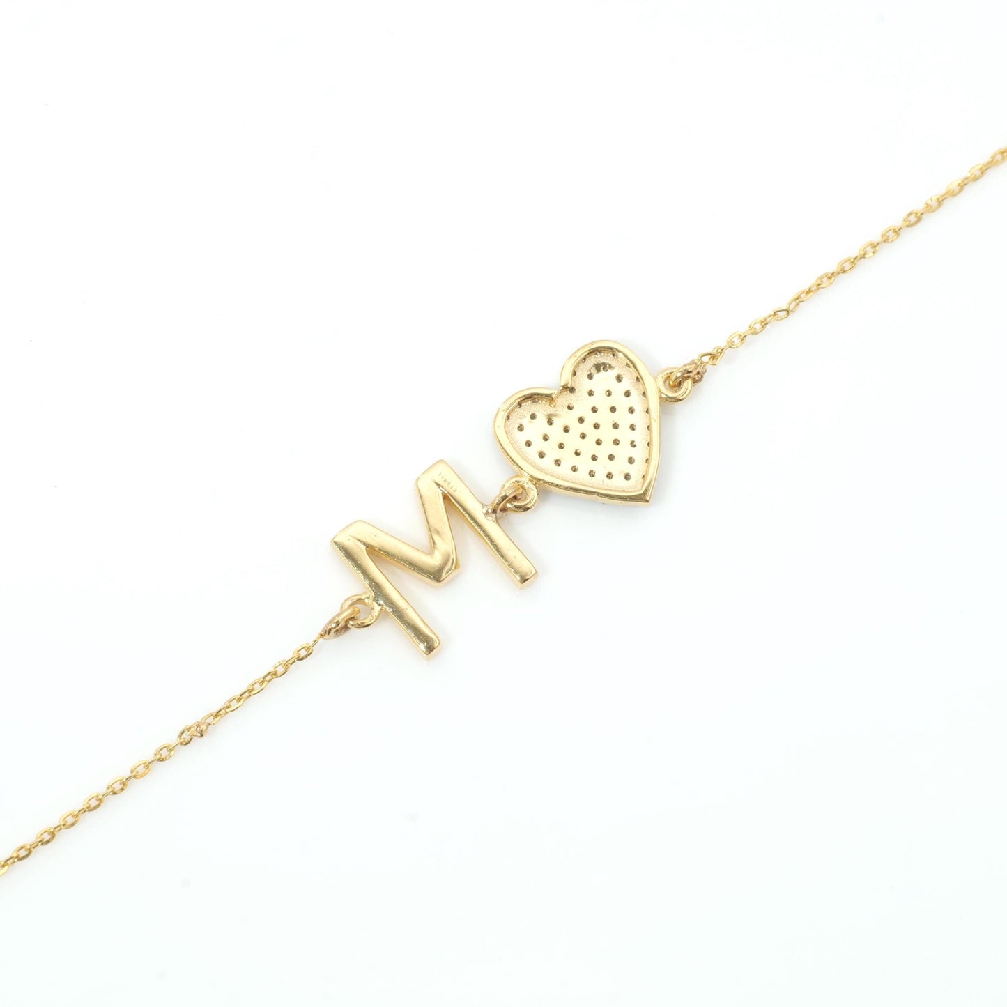 Heart Initial Natural Diamond Bracelet