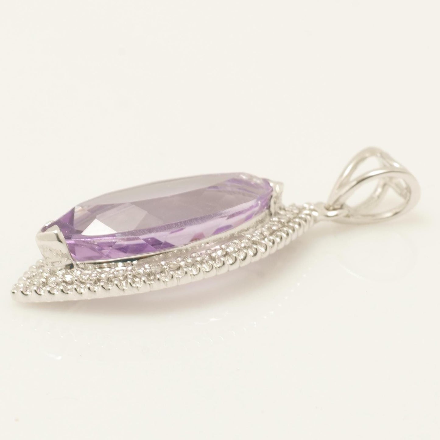 Marquise Amethyst Natural Diamond Pendant