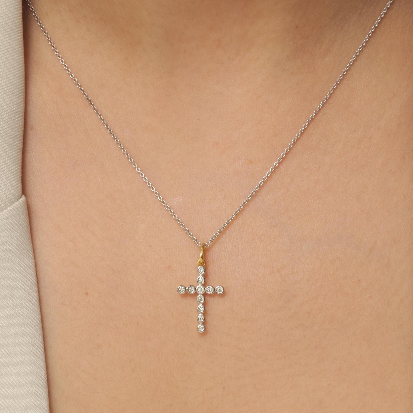Cross Natural Diamond Pendant Necklace