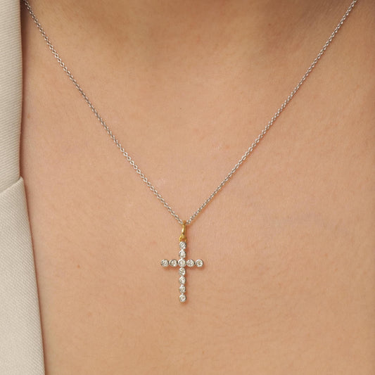 Cross Natural Diamond Pendant Necklace