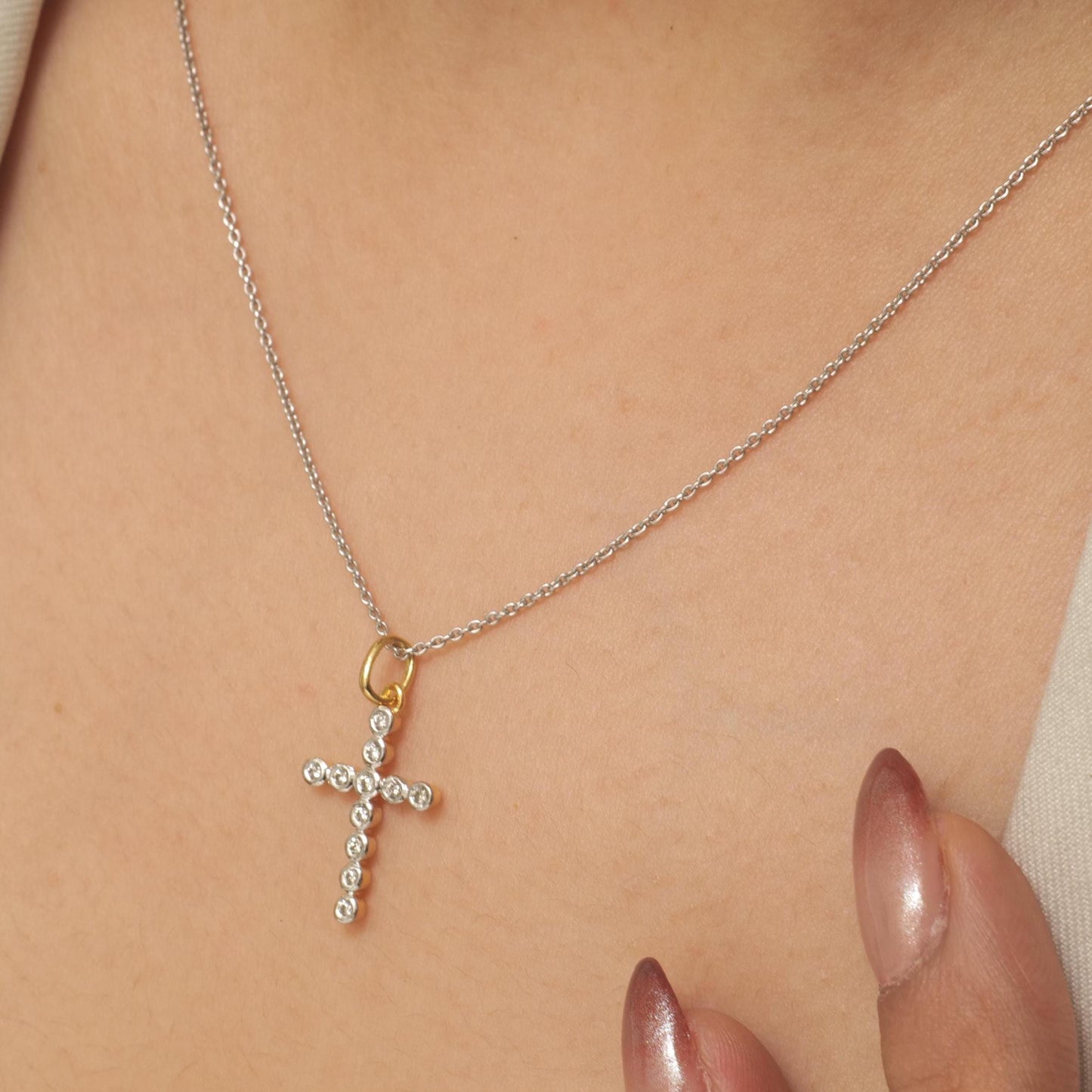 Cross Natural Diamond Pendant Necklace