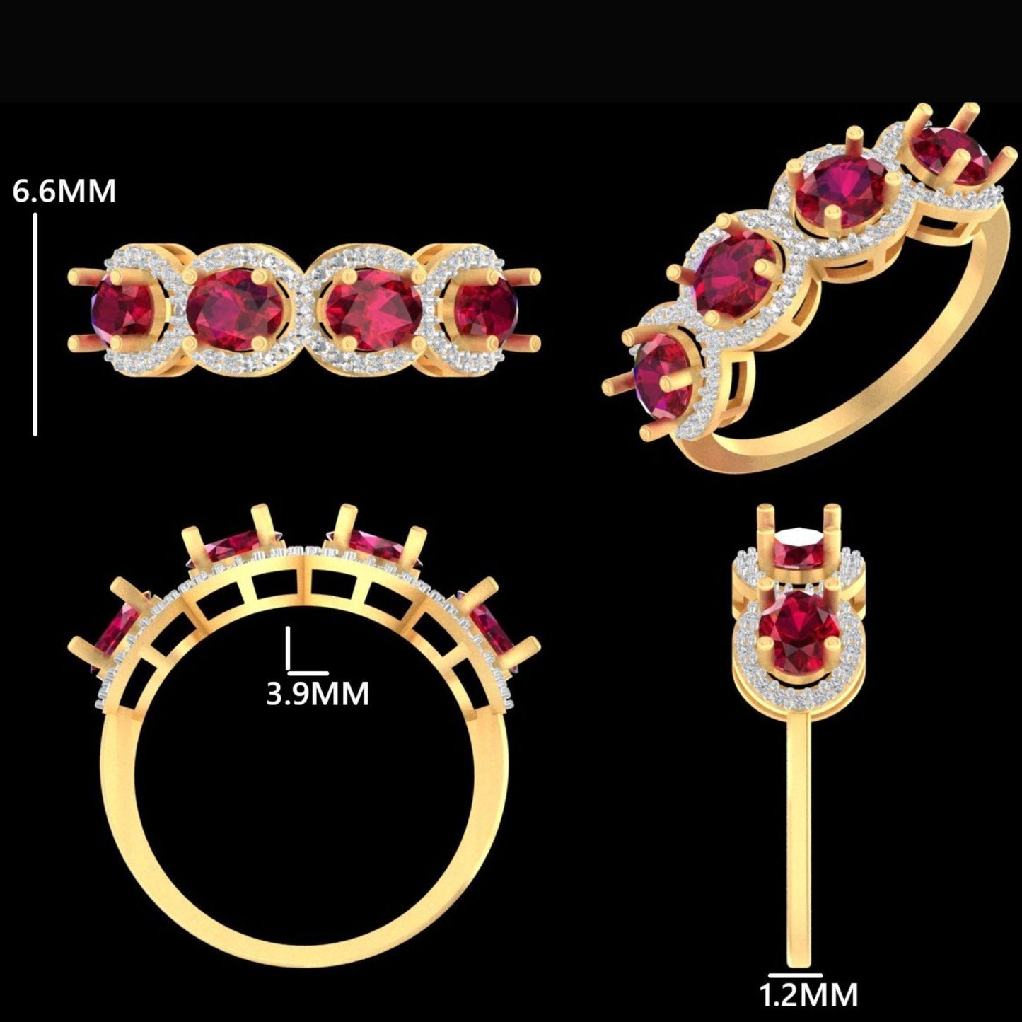 Oval Ruby Diamond Eternity Band Ring