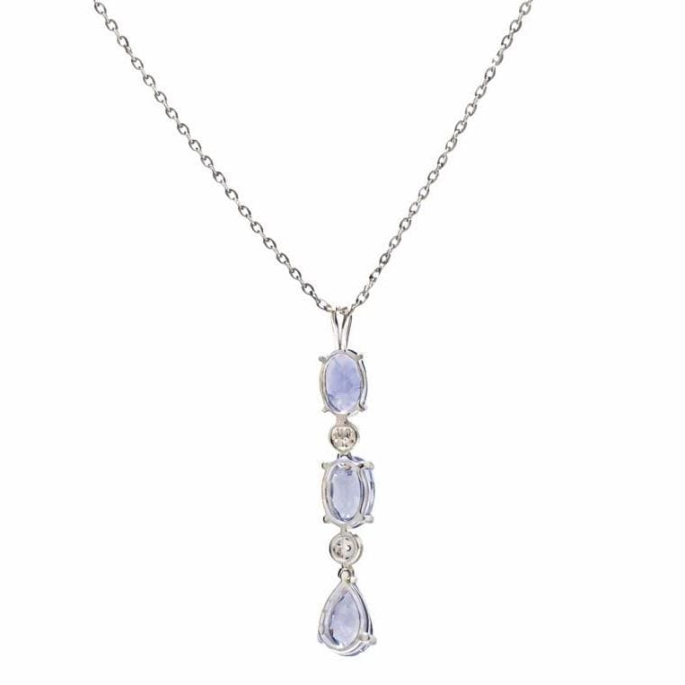 Natural Blue Sapphire & Diamond Pendant Necklace