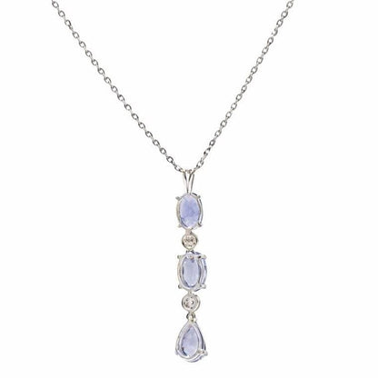 Natural Blue Sapphire & Diamond Pendant Necklace