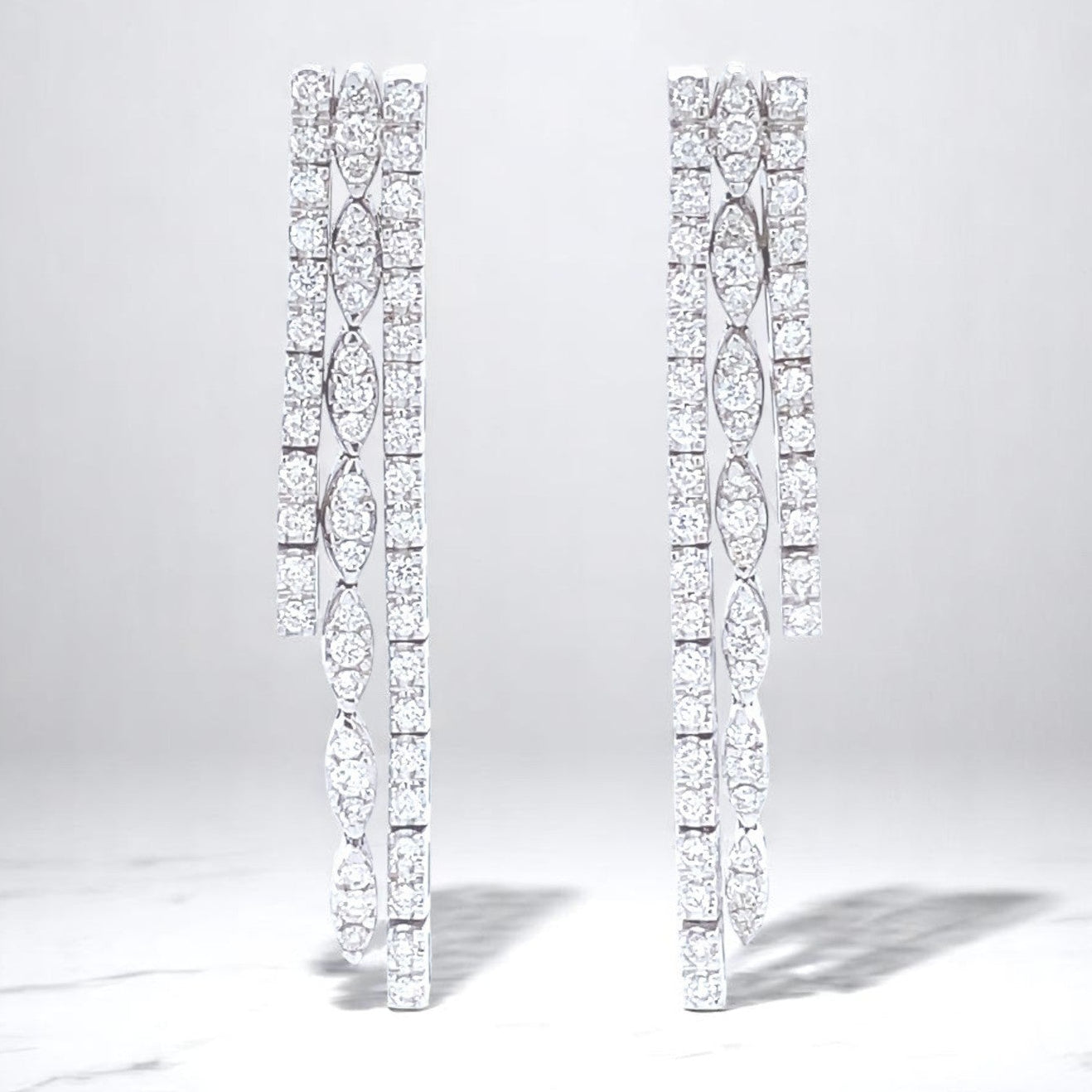 Diamond Multi Line Drop Earrings