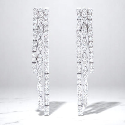 Diamond Multi Line Drop Earrings