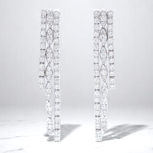 Diamond Multi Line Drop Earrings