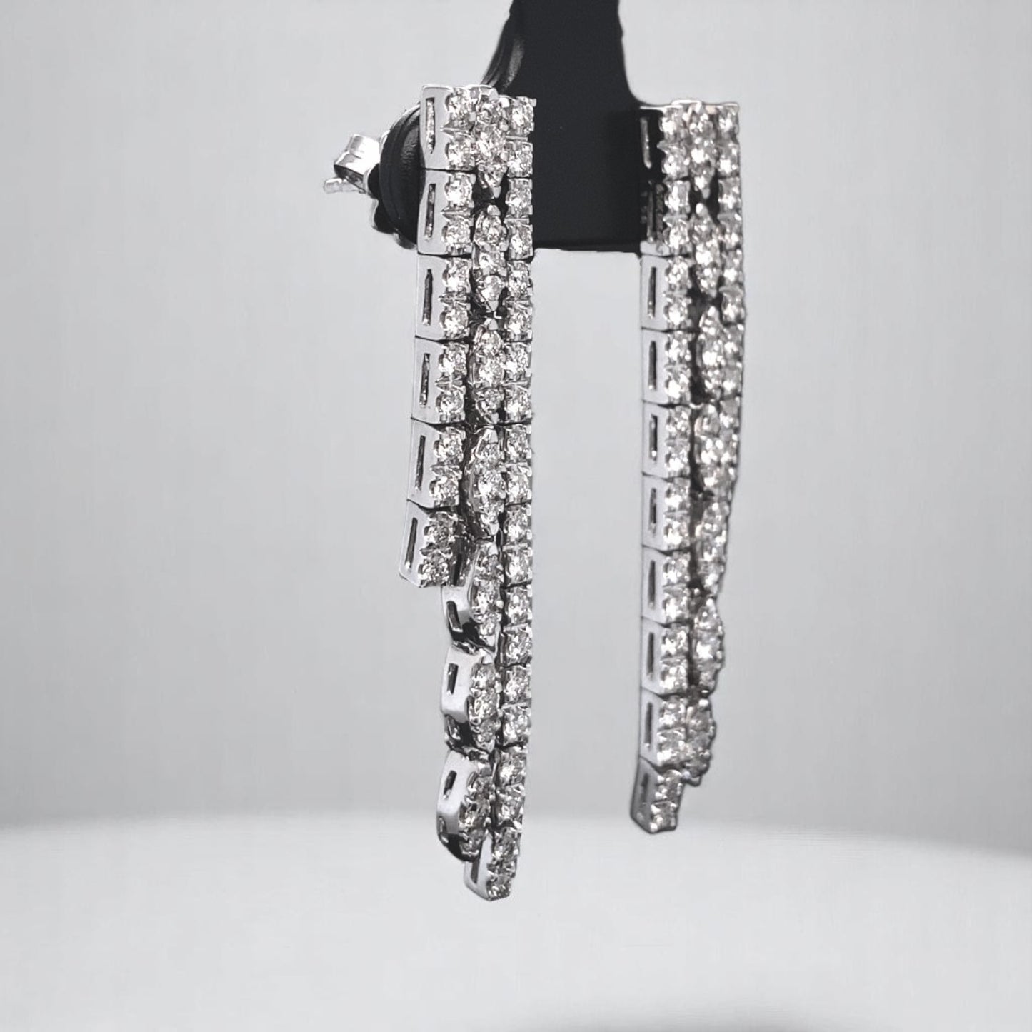 Diamond Multi Line Drop Earrings