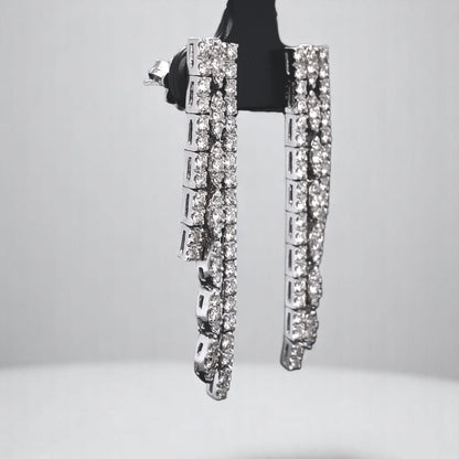 Diamond Multi Line Drop Earrings
