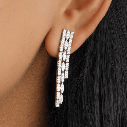 Diamond Multi Line Drop Earrings