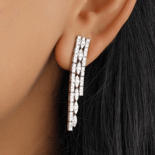 Diamond Multi Line Drop Earrings