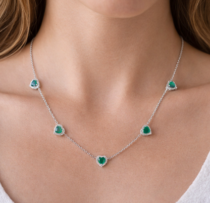 Emerald Heart Station Necklace