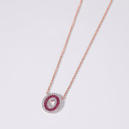 Ruby Halo Pendant Necklace