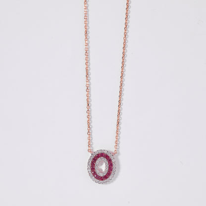 Ruby Halo Pendant Necklace