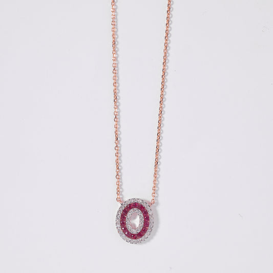 Ruby Halo Pendant Necklace