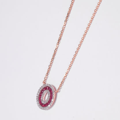Ruby Halo Pendant Necklace
