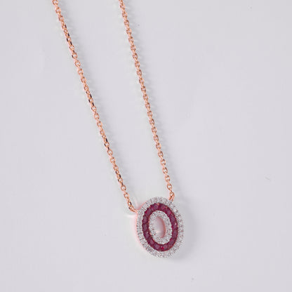 Ruby Halo Pendant Necklace