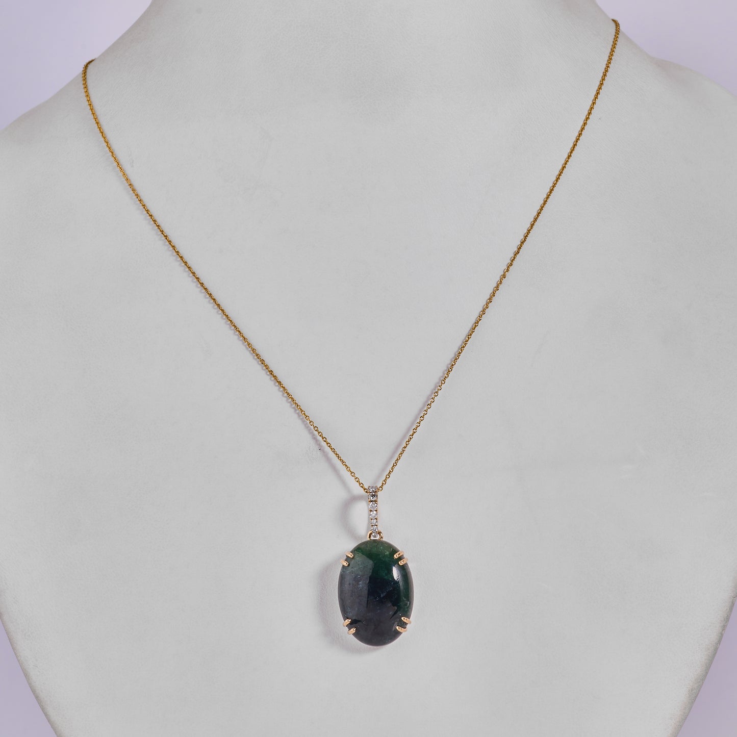 Oval Tourmaline Natural Diamond Pendant