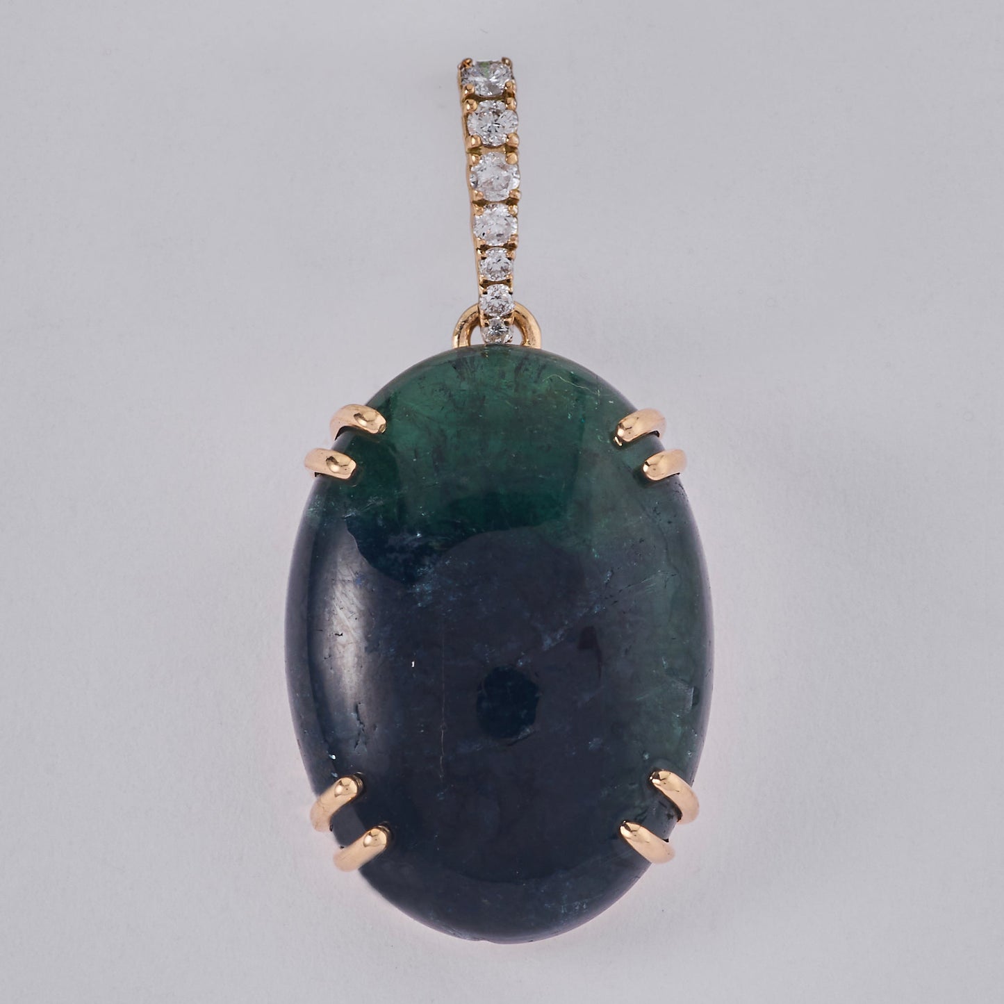 Oval Tourmaline Natural Diamond Pendant