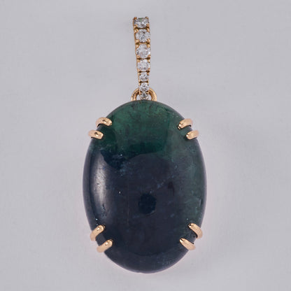 Oval Tourmaline Natural Diamond Pendant