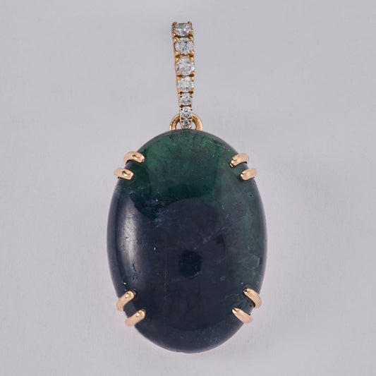 Oval Tourmaline Natural Diamond Pendant