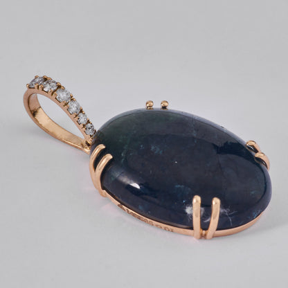 Oval Tourmaline Natural Diamond Pendant