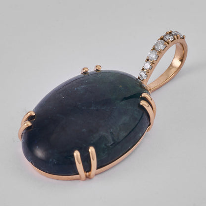 Oval Tourmaline Natural Diamond Pendant