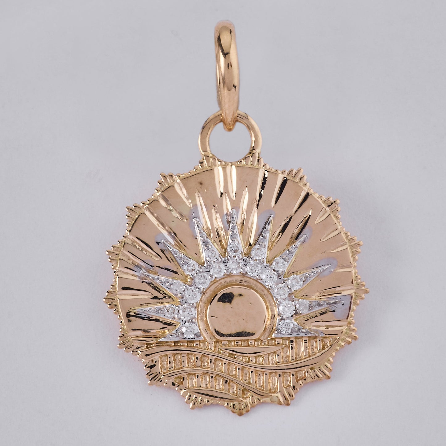 Celestial Sun Medallion Natural Diamond Pendant