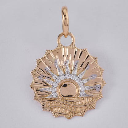 Celestial Sun Medallion Natural Diamond Pendant