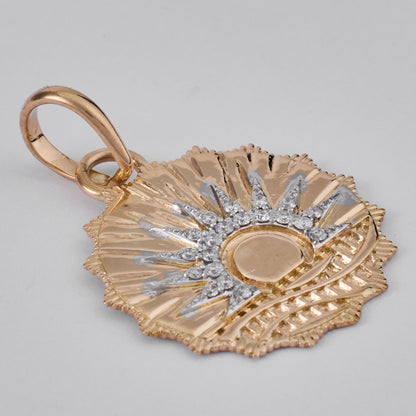 Celestial Sun Medallion Natural Diamond Pendant