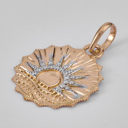 Celestial Sun Medallion Natural Diamond Pendant