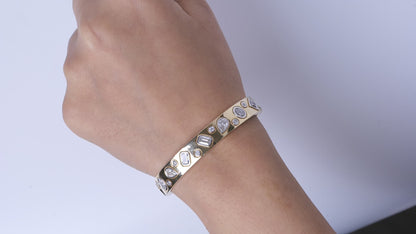 Geometric Natural Diamond Open Cuff Bracelet