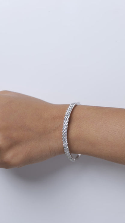 Pave Lattice Natural Diamond Bangle Bracelet