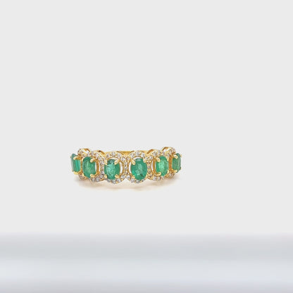 Oval Emerald Diamond Eternity Band Ring