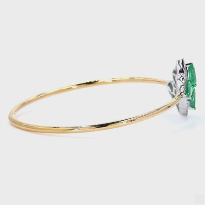 Pear Shape Natural Emerald & Diamond Bracelet